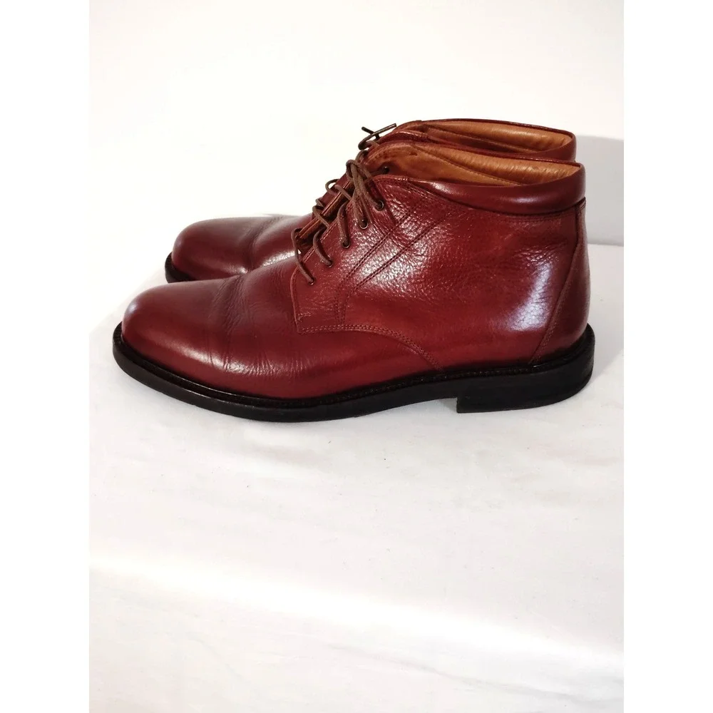 Johnston & Murphy Leather Lace‑Up Chuka Boots Brown Casual Dress Western Men 10